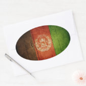Hout Afghanistan Vlag; Afghaans Ovale Sticker (Envelop)
