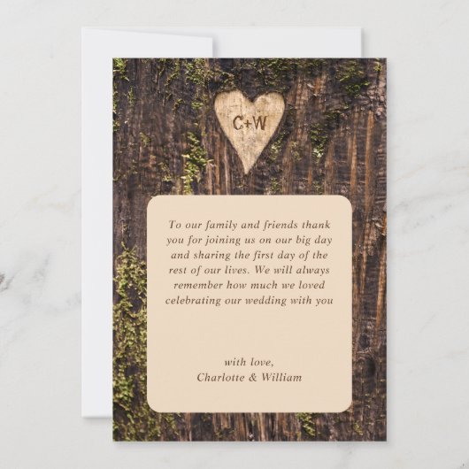 Hout Bark Baby Breath Heart Rustic Wedding Bedankkaart (Achterkant)