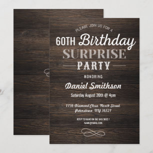 Hout Birthday Surprise Rustige Mannen vrouwen Invi Kaart