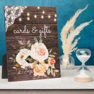 Hout Blush Floral Kaarten & Gifts Sign Easel 2 Fotoplaat