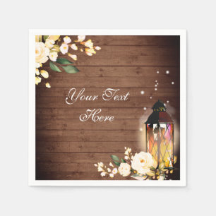 Hout & Blush Rozen Groene Rustieke Huwelijkspapier Servet