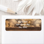 Hout + Bokeh Lights Land Rustisch adres Etiket (Insitu)