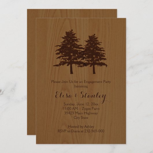 Hout & bomen bos bruiloft verlovingsfeest kaart (Voorkant / Achterkant)