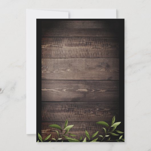 Hout Botanische bladeren en Greenery bruiloft Uitn Kaart (Achterkant)