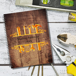 Hout bruin goud gereedschap huis reparaties bedrij planner