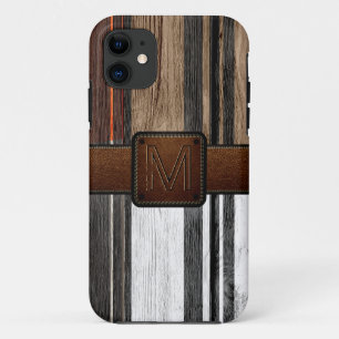 hout Bruin leder Kijk uit iPhone 11 Hoesje