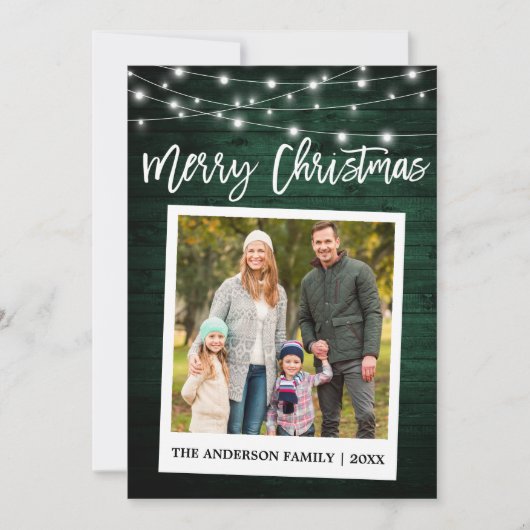 Hout Brush Script Instant Camera Kerstmis foto Feestdagenkaart (Voorkant)