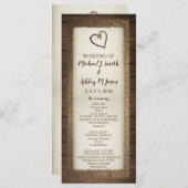 Hout, Burlap & Twine hart bruiloft programma (Voorkant / Achterkant)