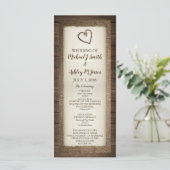 Hout, Burlap & Twine hart bruiloft programma (Staand voorkant)
