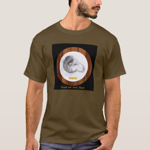 Hout Chinees Ram Jaar Zodiac Mannen T-shirt 2
