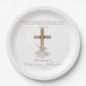 Hout Cross Wit & Blush Dop Bijbel Verse Papieren Bordje (Voorkant)