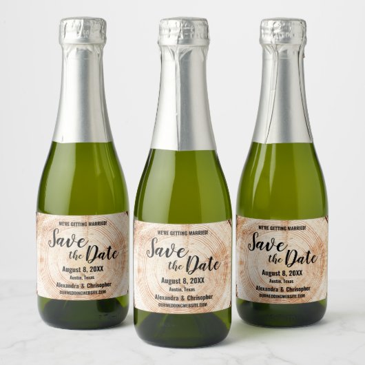 Hout Cut Custom Names Bruiloft Bewaar de datum Sparkling Wijnetiket (Flessen)