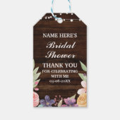 Hout Dank u Label Rustiek Bloem Vrijgezellenfeest Cadeaulabel (Voorkant)