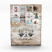 Hout Deer Baby's eerste jaar Foto Collage (Voorkant)