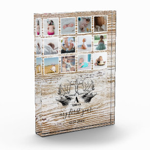 Hout Deer Baby's eerste jaar Foto Collage