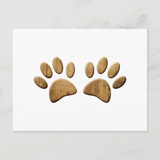 Hout Dog Paw Print Briefkaart (Voorkant)