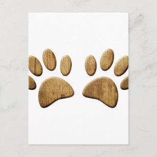 Hout Dog Paw Print Briefkaart