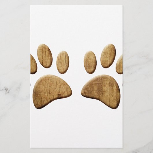 Hout Dog Paw Print Briefpapier (Voorkant)