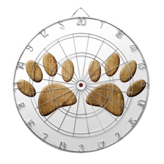 Hout Dog Paw Print Dartbord (Voorkant)