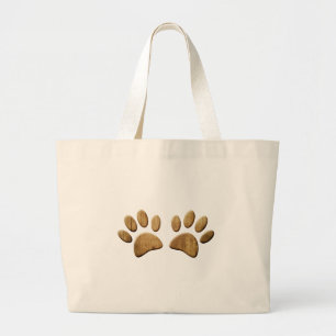 Hout Dog Paw Print Grote Tote Bag