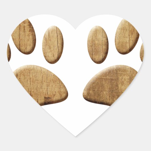 Hout Dog Paw Print Hart Sticker (Voorkant)