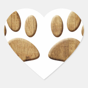 Hout Dog Paw Print Hart Sticker