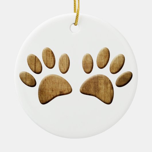 Hout Dog Paw Print Keramisch Ornament (Voorkant)