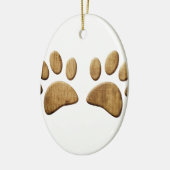 Hout Dog Paw Print Keramisch Ornament (Links)
