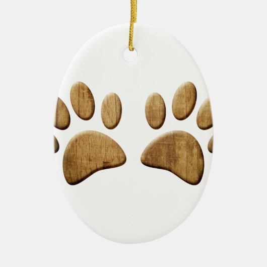 Hout Dog Paw Print Keramisch Ornament (Voorkant)