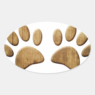 Hout Dog Paw Print Ovale Sticker