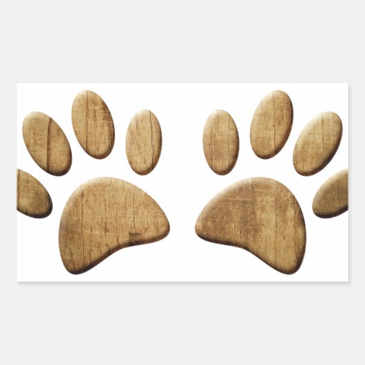Hout Dog Paw Print Rechthoekige Sticker (Voorkant)