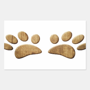 Hout Dog Paw Print Rechthoekige Sticker