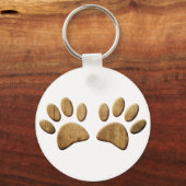 Hout Dog Paw Print Sleutelhanger (Voorkant)