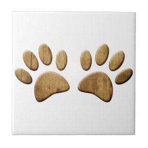 Hout Dog Paw Print Tegeltje