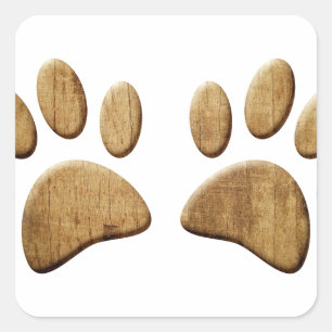 Hout Dog Paw Print Vierkante Sticker