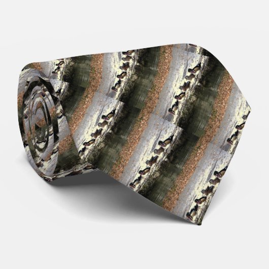Hout Duck Birds Wilde Dieren Pond Stropdas (Opgerold)