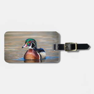 Hout Duck in een vijver Bagagelabel