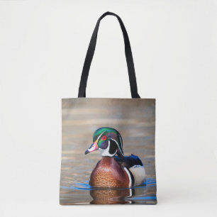 Hout Duck in een vijver Tote Bag