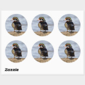 Hout Duck man op log in wetland Ronde Sticker (Vel)
