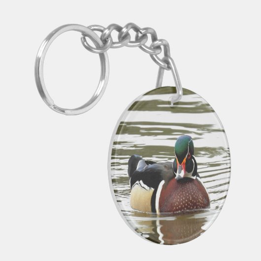 Hout Duck met Attitude Sleutelhanger (Voorkant Links)
