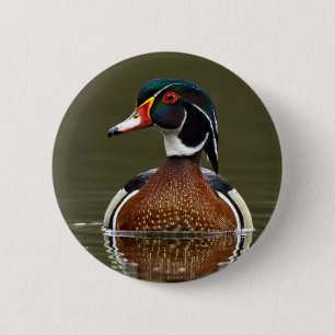 Hout Duck on Water Ronde Button 5,7 Cm