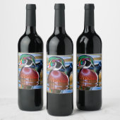 Hout Duck Wine Bottle, Duck Hunting Wijn Etiket (Flessen)