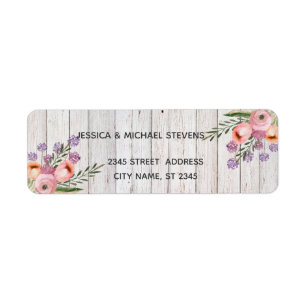 Hout elegante waterverf romantisch bloemenboeket etiket