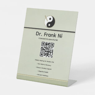 Hout Element Minimalistische Acupunctuur Visitekaa Reclamebord Met Voetstuk