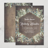 Hout en groen rustiek land Vrijgezellenfeest Kaart (Voorkant / Achterkant)