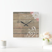 Hout en hout Altijd laat: vierkante wandklok Klok (Huis)