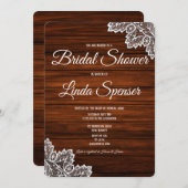 Hout en Kant Landelijke Bruids Uitnodiging (Voorkant / Achterkant)