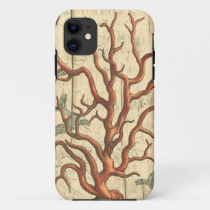 Hout en klein koraal iPhone 11 hoesje