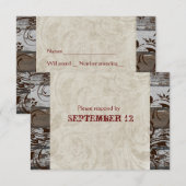 Hout en perkament Brown RSVP met enveloppen (Voorkant / Achterkant)