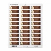 Hout en Rozen in blokvorm Waterverf Rustisch Etiket (Full Sheet)